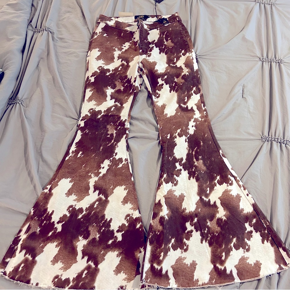 Women’s flare cowhide jeans